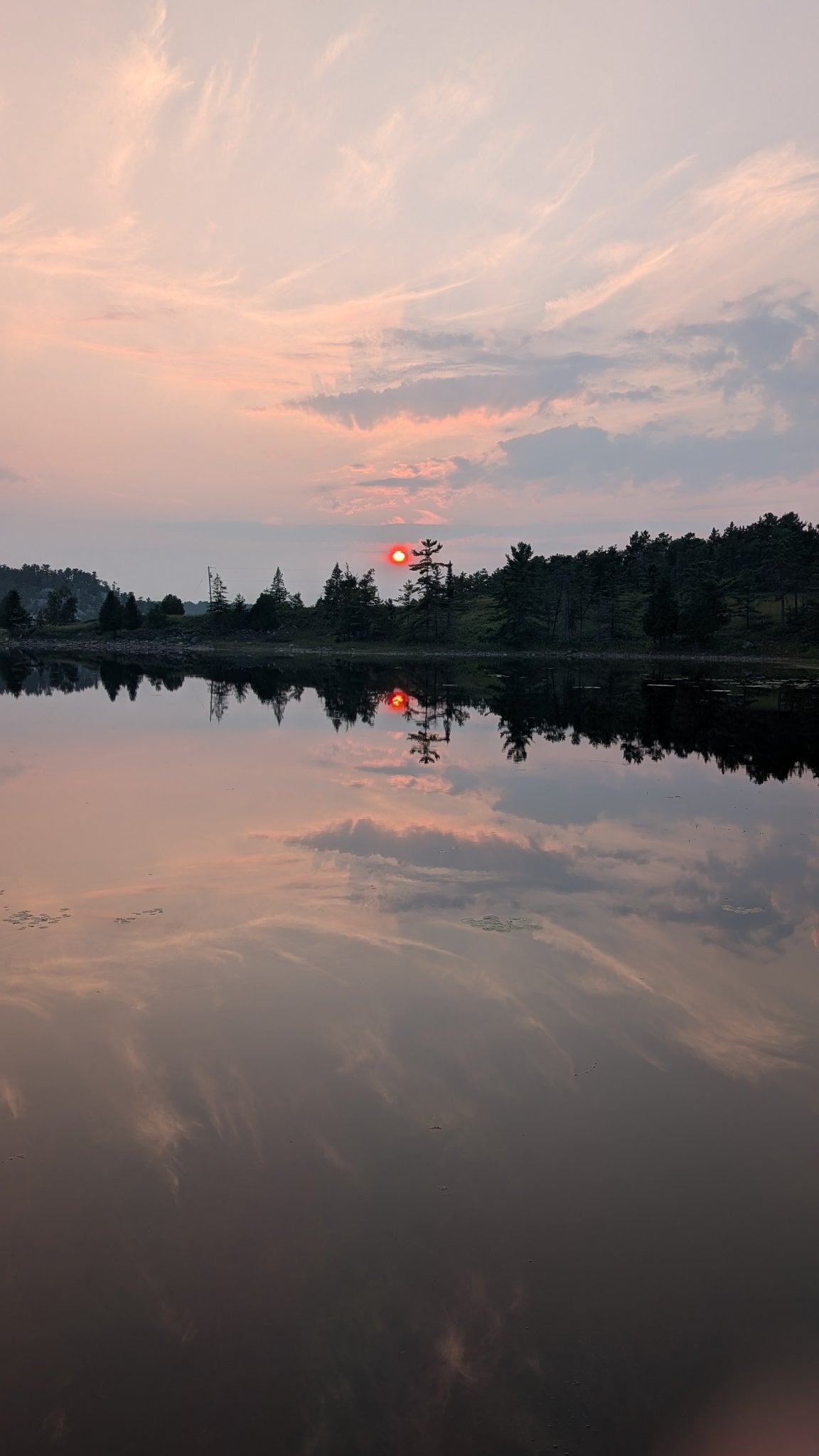 Stunning sunset reflected on the Whitefish River